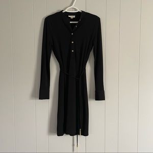 Calvin Klein black long sleeve tie waist button down dress   Size 2